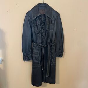 Imperial Leather Sportswear Black trench Coat Womens 1960s Vintage 11/12